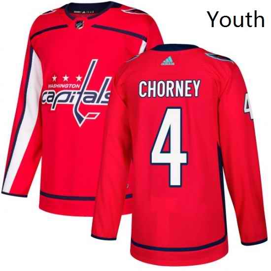 Youth Adidas Washington Capitals 4 Taylor Chorney Authentic Red Home NHL Jersey